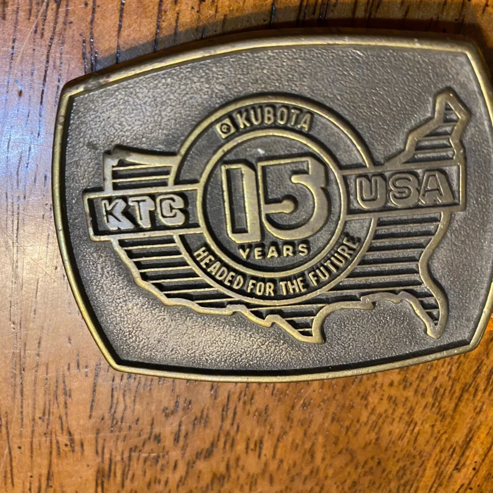 Kabota tractor‎ 15th anniversary buckle and leather bonded belt Size 46. Vintage